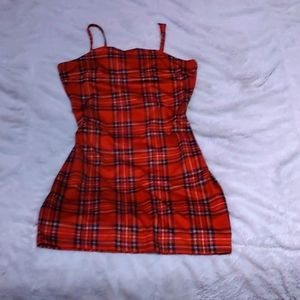 plaid red dress